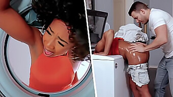 Sensual Black Milf Gets Stuck In The Washer For A Kinky Ride