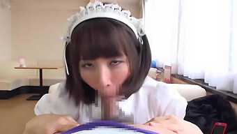 Japanese Maid Gives A Sloppy Blowjob And Swallows Cum